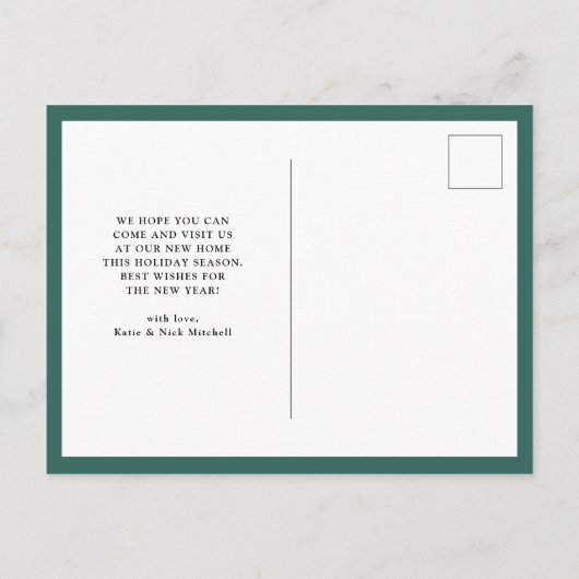 レッドホリデープレイド |新しい自宅引っ越しのお知らせ ポストカード (裏面)