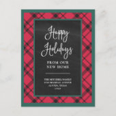 レッドホリデープレイド |新しい自宅引っ越しのお知らせ ポストカード (正面)