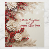 レッドホリデーベリーズホワイトピネコーンブランチ ワインラベル (シングルラベル)