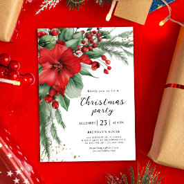 レッドホリデーボタニカルクリスマスパーティー 招待状