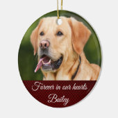 レッドホリデーメモリアルペットドッグカスタマイズ セラミックオーナメント (左)