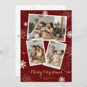 レッドホリデーメリークリスマスプレゼントフォトカード シーズンカード (正面/裏面)