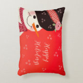 レッドホリデー雪だるまアクセント アクセントクッション (正面(垂直))