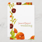 レッドホリホックスエレガントな結婚式 招待状 (正面/裏面)