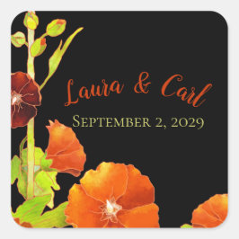 レッドホリホックス結婚式の引き出物 スクエアシール