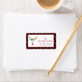 レッドホリーおもしろいトナカイモダンの休日 ラベル (インサイチュ)