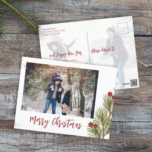 レッドホリーベリーのクリスマスフォト シーズンポストカード