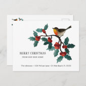 レッドホリーベリーウィンターバードホリデームービング 案内ポストカード (正面/裏面)