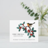レッドホリーベリーウィンターバードホリデームービング 案内ポストカード (スタンド正面)