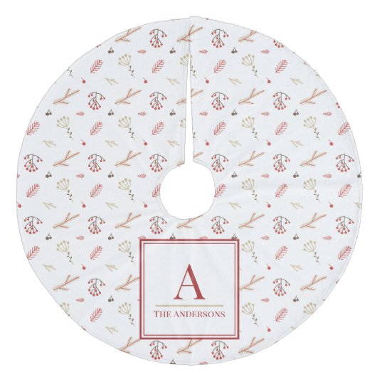 レッドホリーベリークリスマスツリースカート フリース ツリースカート (正面)