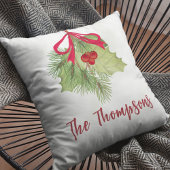 レッドホリーベリークリスマスパーソナライズされた クッション