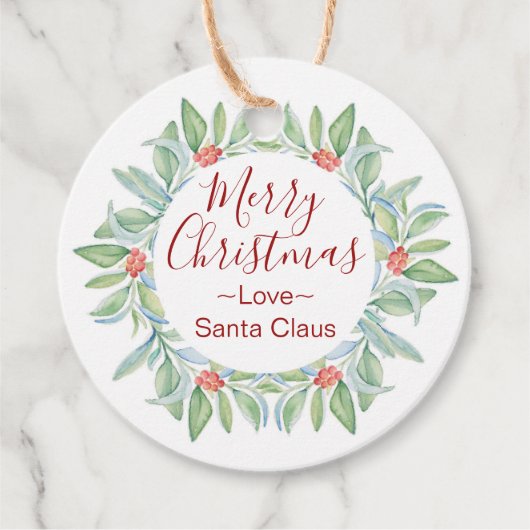 レッドホリーベリークリスマスメッセージカード フェイバータグ (正面)