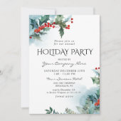 レッドホリーベリークリスマス企業のホリデーパーティー 招待状 (正面)
