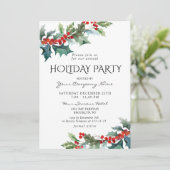 レッドホリーベリークリスマス企業のホリデーパーティー 招待状 (スタンド正面)