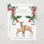 レッドホリーベリーディアデュオニューイヤー企業のロゴ シーズンポストカード (正面/裏面)