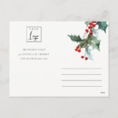 レッドホリーベリーディアデュオニューイヤー企業のロゴ シーズンポストカード (裏面)