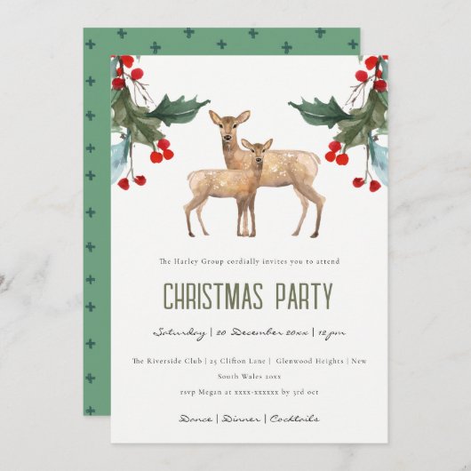 レッドホリーベリーディアデュオ企業のクリスマスパーティー シーズンカード (正面/裏面)