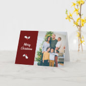 レッドホリーベリーデジタルフォトクリスマスカード カード (黄色い花)