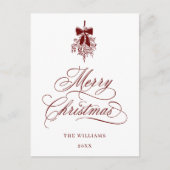 レッドホリーベリーブーケロマンチックなメリークリスマス ポストカード (正面)