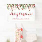 レッドホリーベリーリースウォーターカラークリスマスパーティー 横断幕 (インサイチュ)