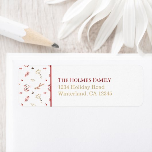 レッドホリーベリー差出人住所ラベル ラベル (インサイチュ)