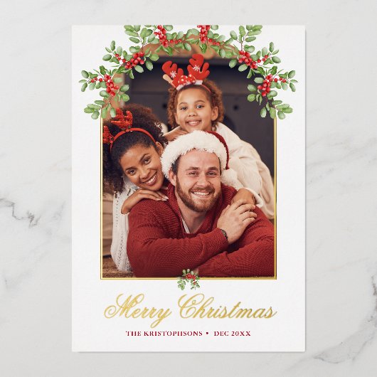 レッドホリーベリー アーチド フォト 箔シーズンカード (正面)