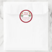 レッドホリーモダンスクリプトMerry Christmas ラウンドシール (バッグ)