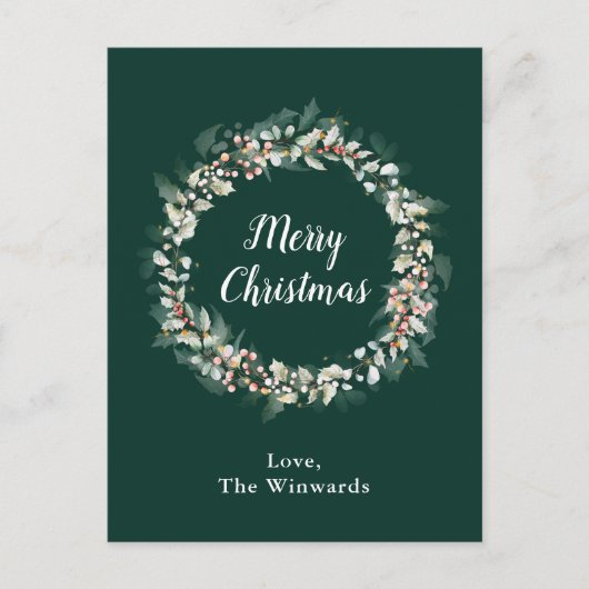 レッドホリーリースメリークリスマス シーズンポストカード (正面)