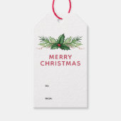 レッドホリー葉ズブーケクリスマスホリデー ギフトタグ (正面)