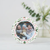 レッドホリー離れズクリスマスファミリーフォトホリデー 招待状 (スタンド正面)