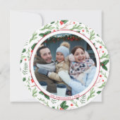 レッドホリー離れズクリスマスファミリーフォトホリデー 招待状 (正面)