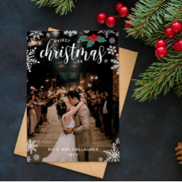 レッドホリー雪片1stクリスマス結婚の写真 シーズンカード