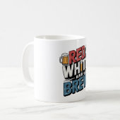 レッドホワイトとブリューはっきりしたデザイン コーヒーマグカップ (正面左)