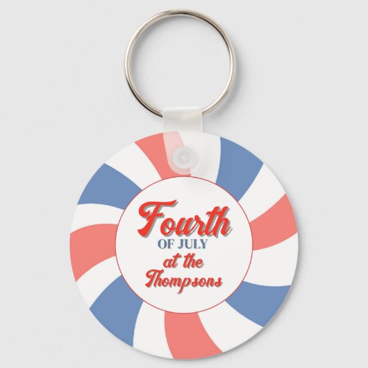 レッドホワイトとブルーのカスタム7月4日 キーホルダー (正面)