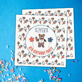 レッドホワイトとブルーアイスクリームパーティー誕生日 スタンダードカクテルナプキン