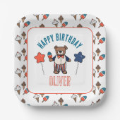 レッドホワイトとブルーアイスクリームパーティー誕生日 ペーパープレート (正面)