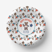 レッドホワイトとブルーアイスクリームパーティー誕生日 ペーパーボウル (正面)