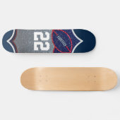 レッドホワイトとブルーグリッターサッカージャージー番号 スケートボード (横)