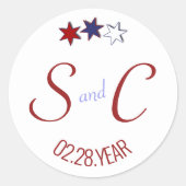 レッドホワイトとブルースターズファーストイニシャル ラウンドシール (正面)