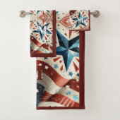 レッドホワイトとブルースター輝くズ&モノグラストライプム バスタオルセット (インサイチュ)