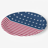 レッドホワイトとブルーストライプスターズ7月パーティー4日 ペーパープレート (アングル)