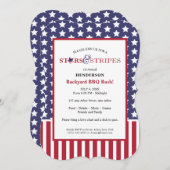 レッドホワイトとブルーバーベキューパーティー 招待状 (正面/裏面)