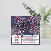 レッドホワイトとブルーヒョウのコケット弓 招待状 (スタンド正面)