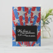 レッドホワイトとブルー引っ越しました引っ越し祝いパーティーBBQ 招待状 (スタンド正面)