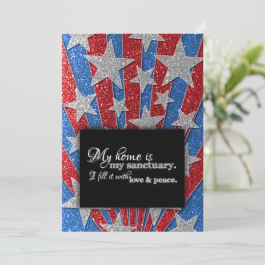 レッドホワイトとブルー引っ越しました引っ越し祝いパーティーBBQ 招待状 (スタンド正面)