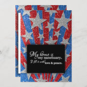 レッドホワイトとブルー引っ越しました引っ越し祝いパーティーBBQ 招待状 (正面/裏面)