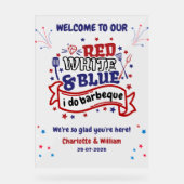 レッドホワイトとブルー私はBBQカップルブライダルシャワー アクリルサイン (正面)