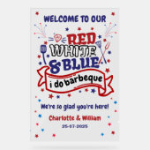 レッドホワイトとブルー私はBBQカップルブライダルシャワー アクリルサイン (正面)