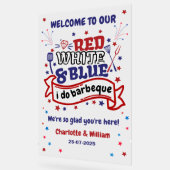 レッドホワイトとブルー私はBBQカップルブライダルシャワー アクリルサイン (傾斜)