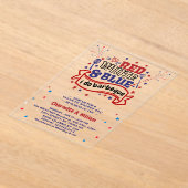 レッドホワイトとブルー私はBBQカップルブライダルシャワー アクリル招待状 (レイダウン)